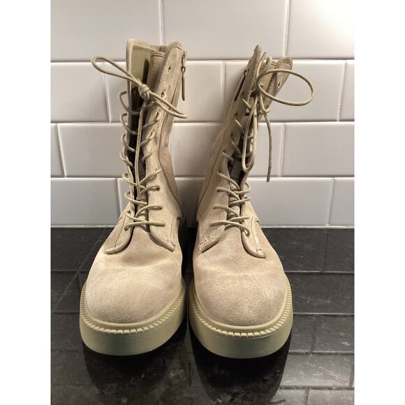 Vince Kady Women's Suede Lace Up Mid Combat Boots Comfort Bohemian Tan Size 8.5M - Picture 2 of 9